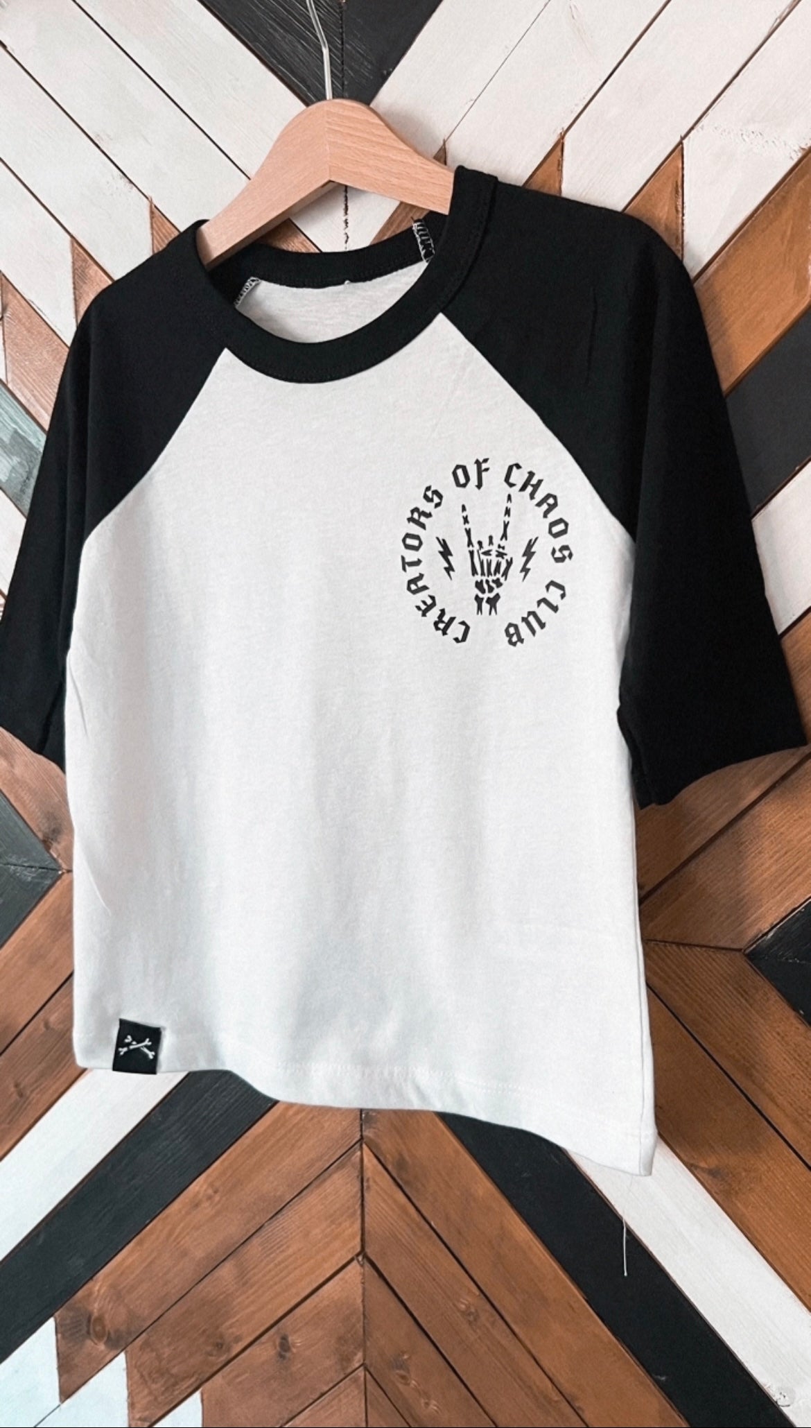 Mayhem Maker Black And White Raglan