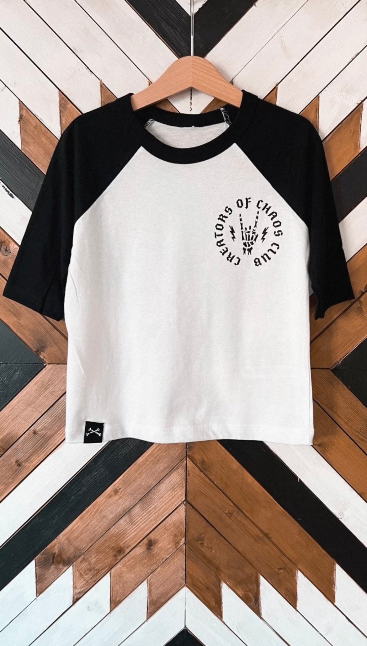 Mayhem Maker Black And White Raglan