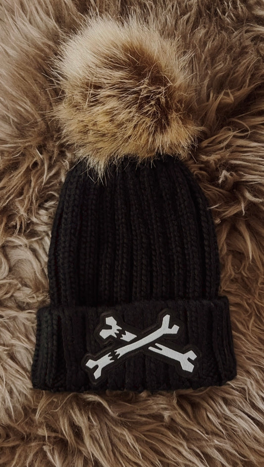 Sticks N Stones Single Pom Pom Beanie In Black