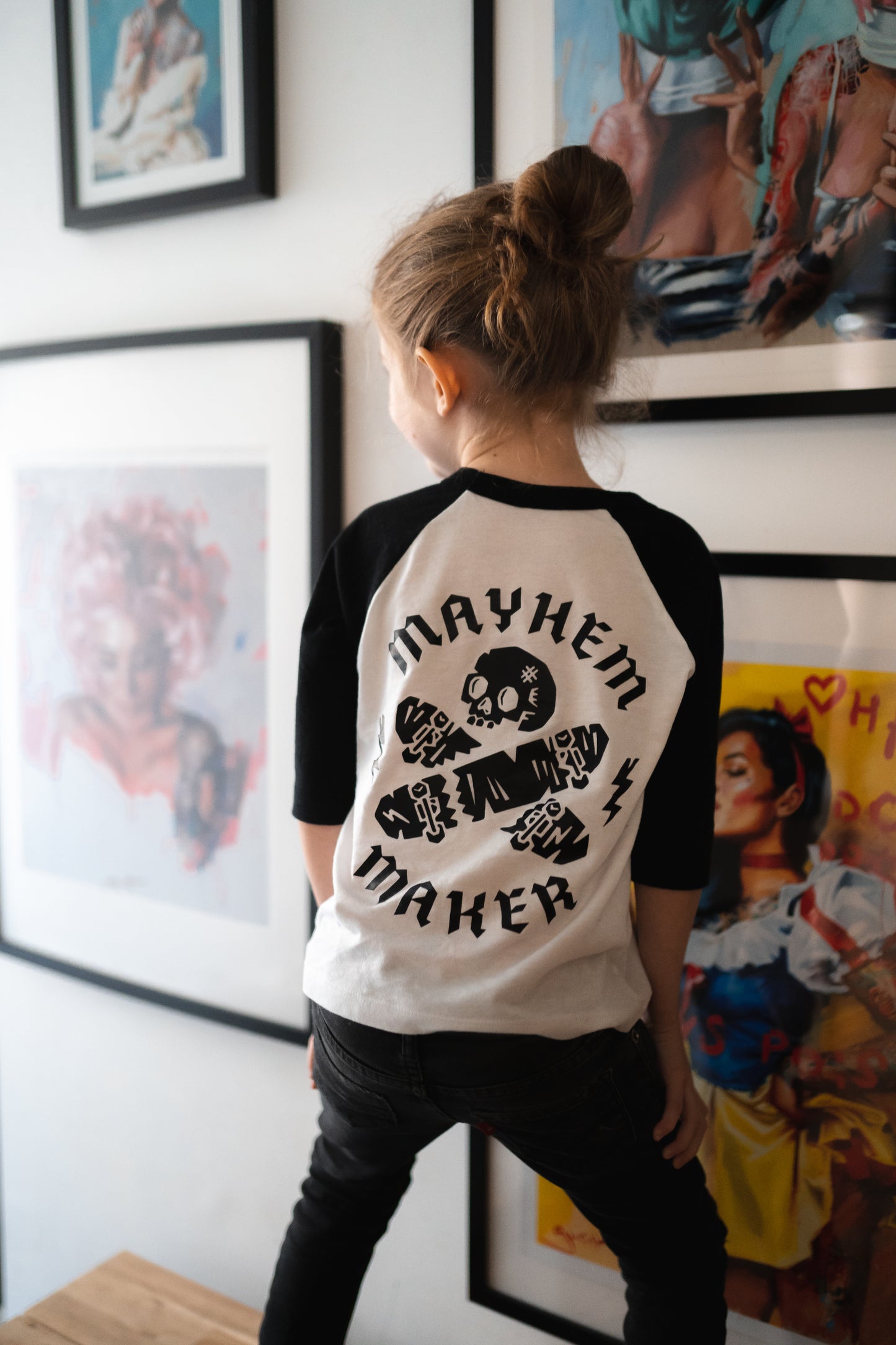 Mayhem Maker Black And White Raglan