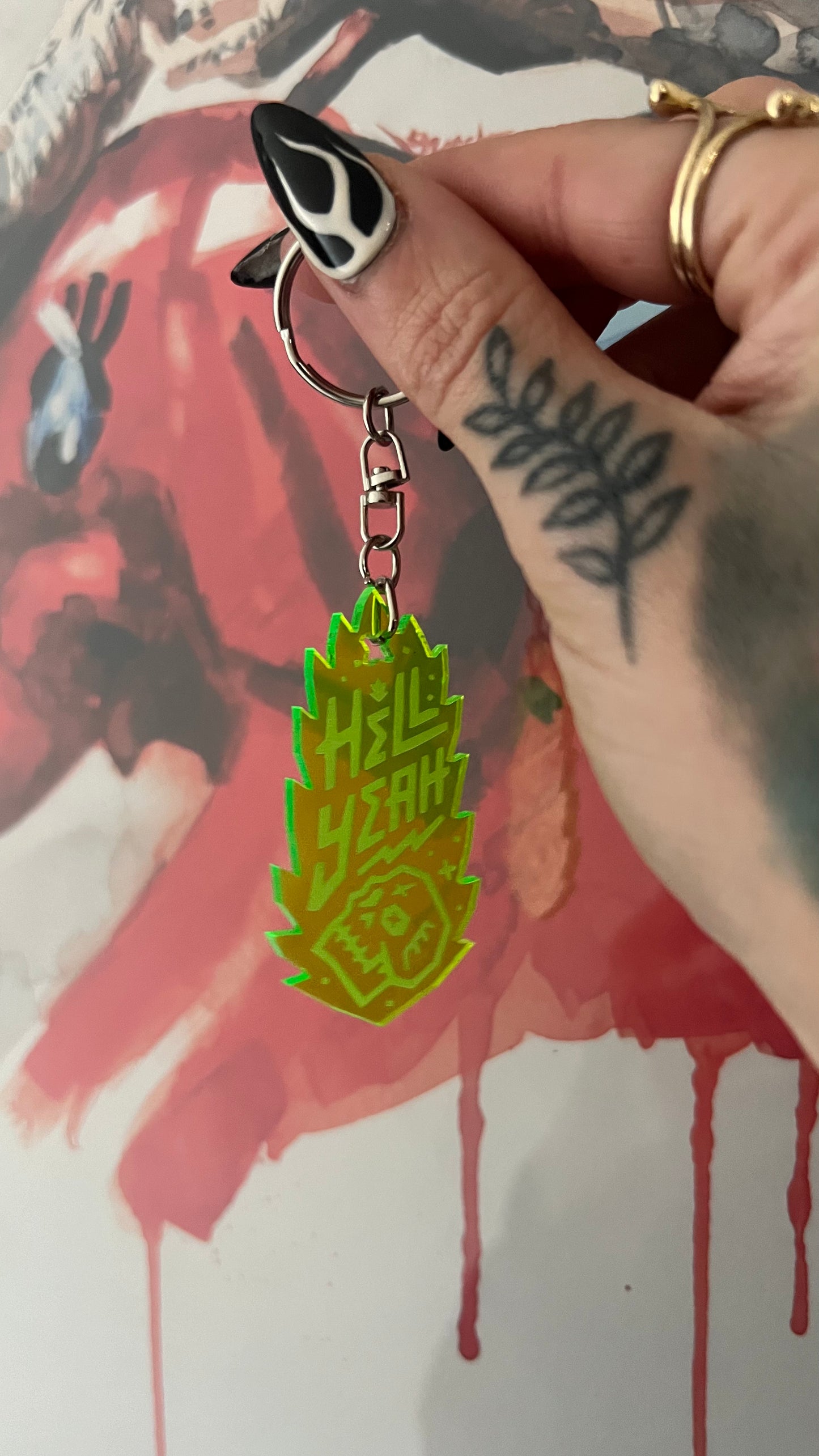 Neon Hell Yeah Keyring