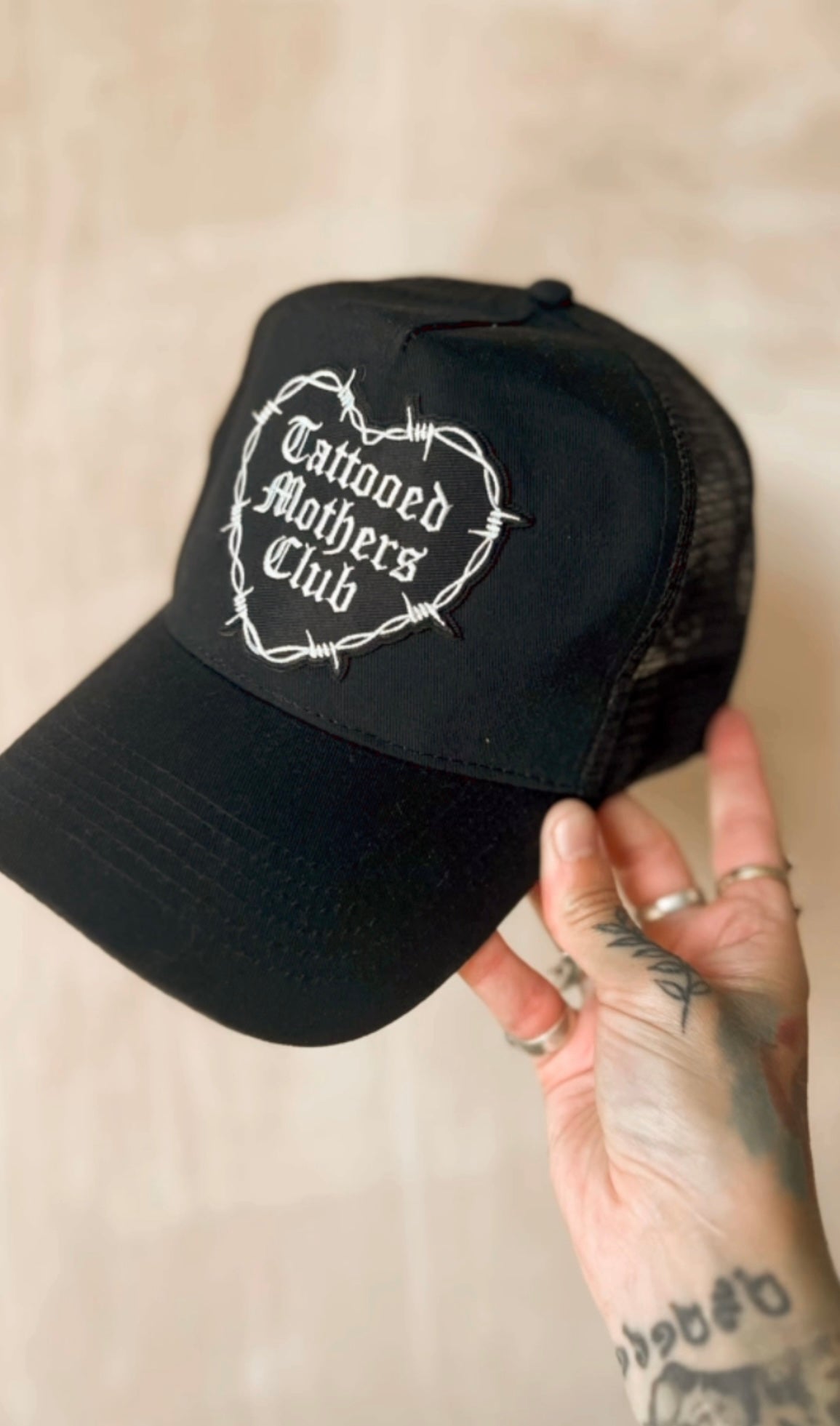 Tattooed Mothers Club Barbwire Heart Trucker Cap