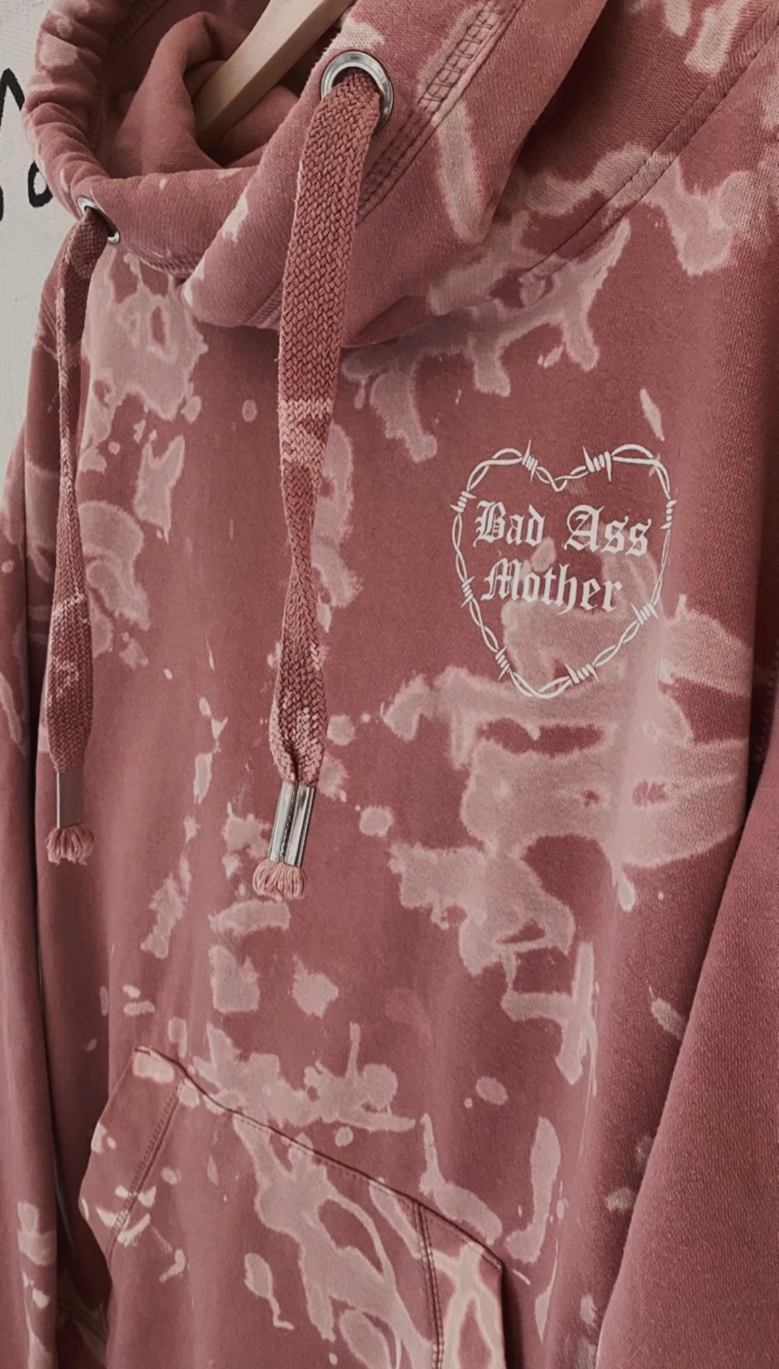 Bleach Wash Collection Pink Bad Ass Mother Hoodie