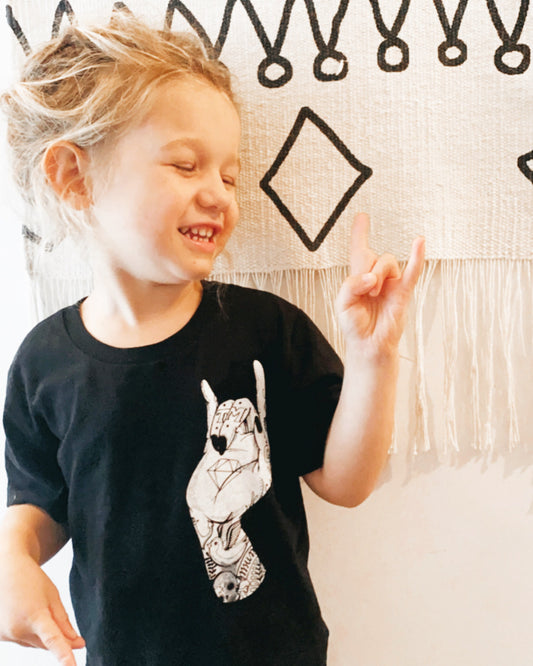 Rock n roll hand kids tee