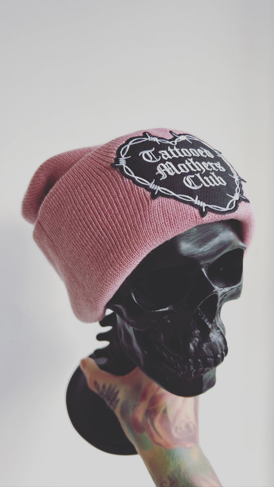 Barbwire heart Patch Beanie Soft pink