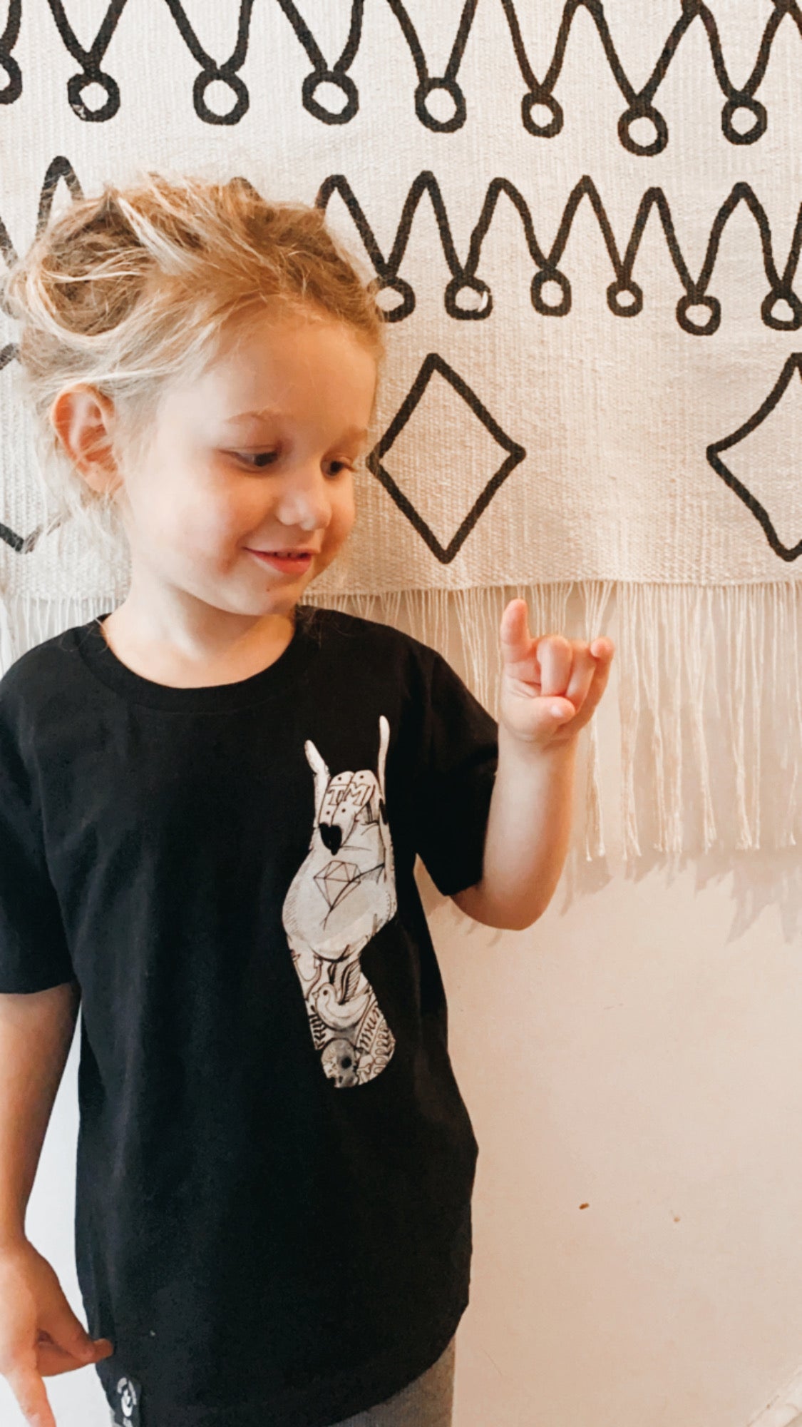 Rock n roll hand kids tee