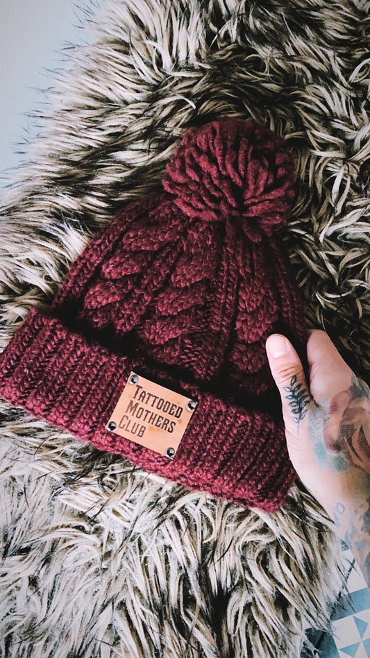 Burgandy Cable Knit Beanie