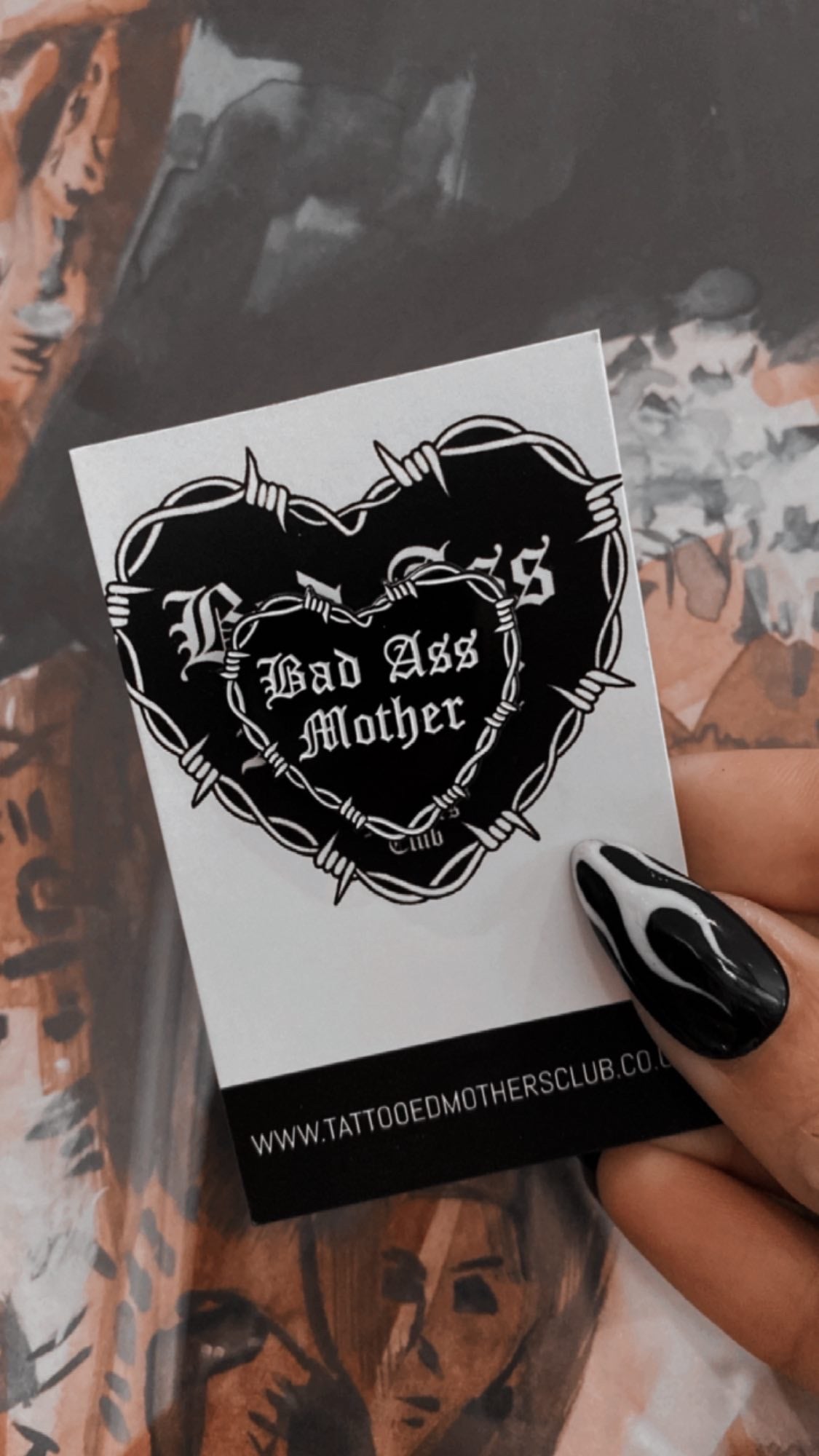 Bad Ass Mother Barbwire Heart Pin Badge.