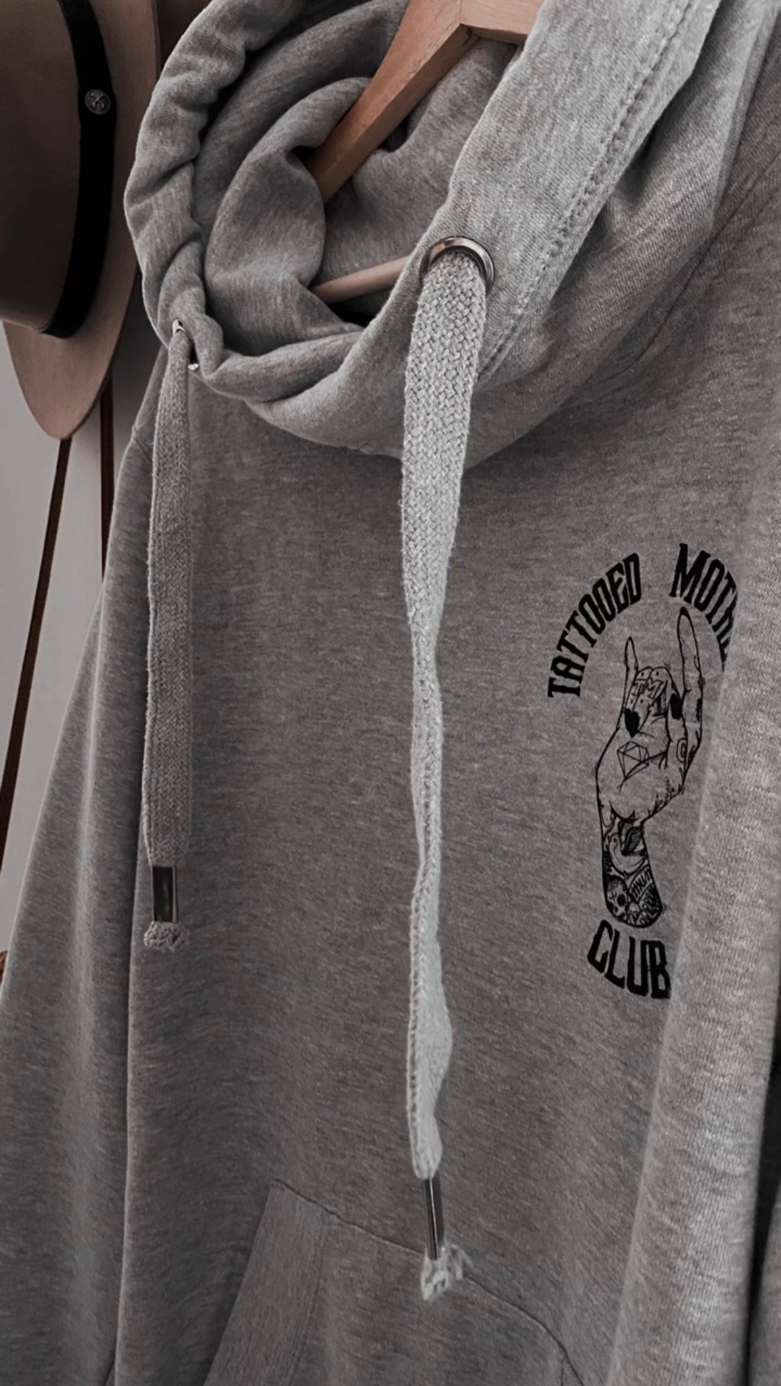 Classic Marl Grey high Neck hoodie