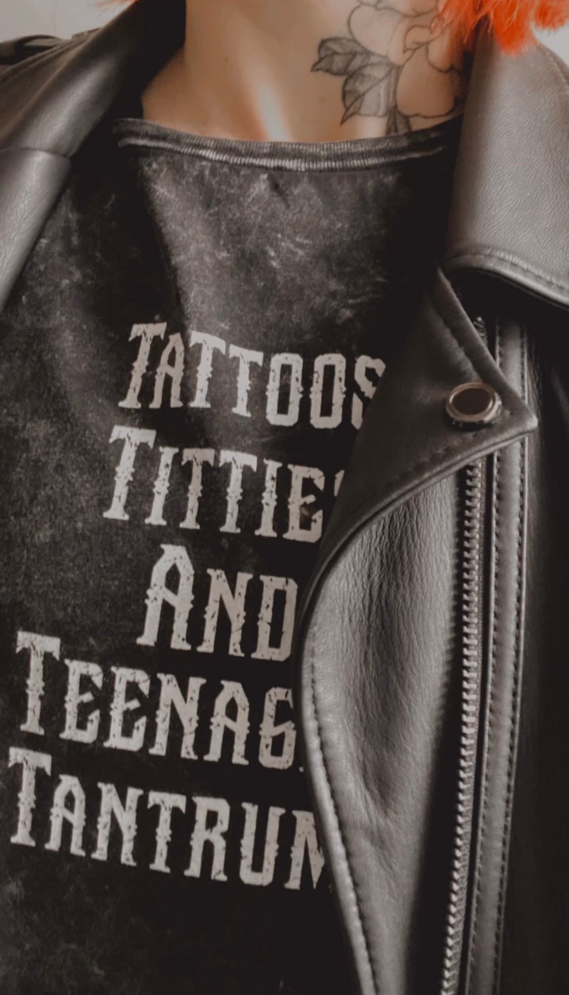 Tattoos, Titties And Teenager Tantrums Acid Wash Tee