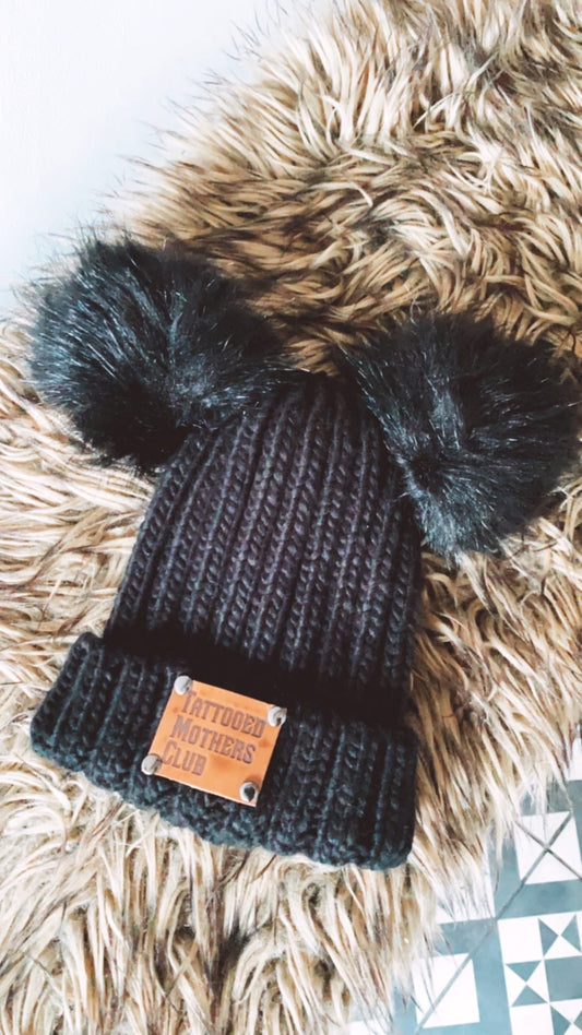 Black Double Pom Pom T.M.C Beanie